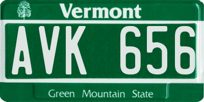 VT license plate AVK656