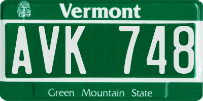 VT license plate AVK748