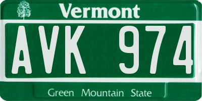 VT license plate AVK974