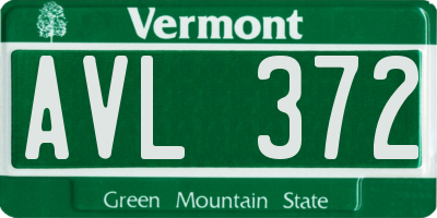 VT license plate AVL372