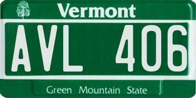 VT license plate AVL406