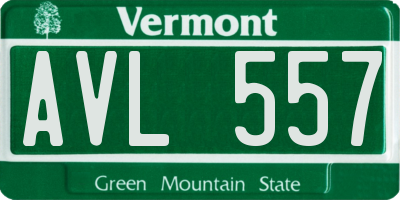 VT license plate AVL557
