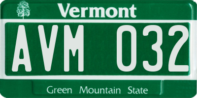 VT license plate AVM032