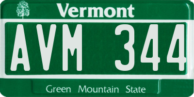 VT license plate AVM344