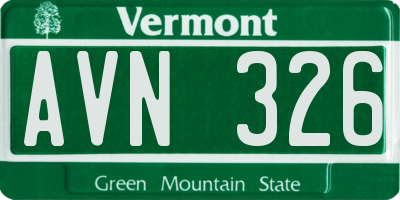 VT license plate AVN326