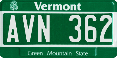 VT license plate AVN362