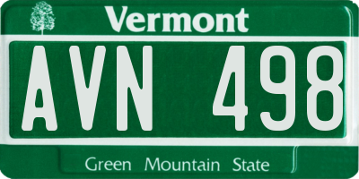 VT license plate AVN498