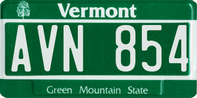VT license plate AVN854