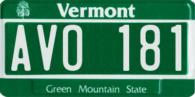 VT license plate AVO181