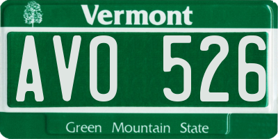 VT license plate AVO526