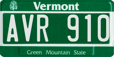 VT license plate AVR910