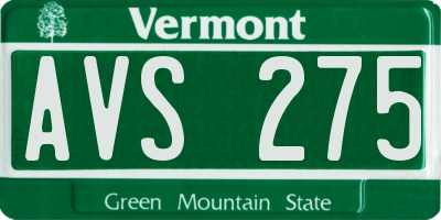 VT license plate AVS275