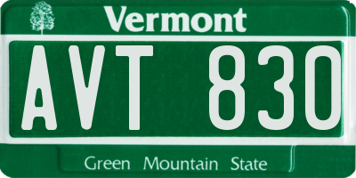 VT license plate AVT830