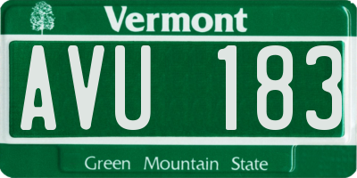 VT license plate AVU183