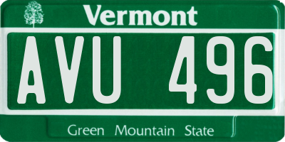 VT license plate AVU496
