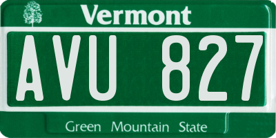 VT license plate AVU827