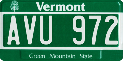VT license plate AVU972