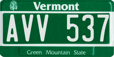 VT license plate AVV537