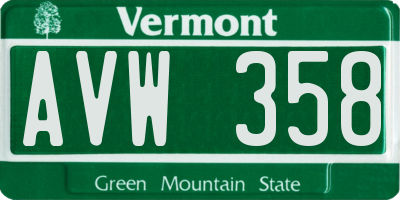 VT license plate AVW358