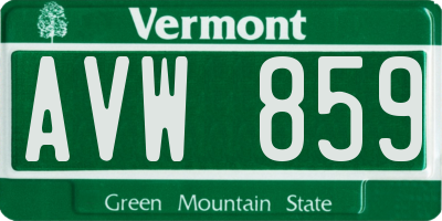 VT license plate AVW859