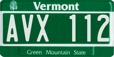 VT license plate AVX112