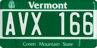 VT license plate AVX166