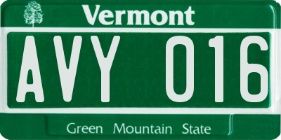 VT license plate AVY016