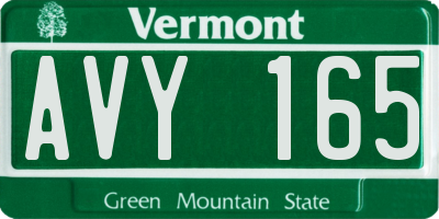 VT license plate AVY165