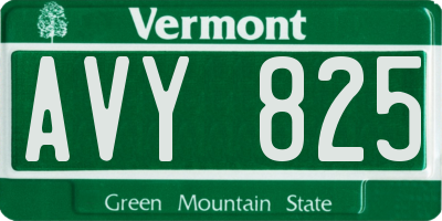 VT license plate AVY825