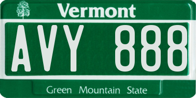 VT license plate AVY888