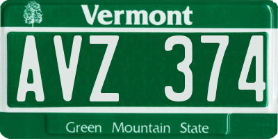 VT license plate AVZ374