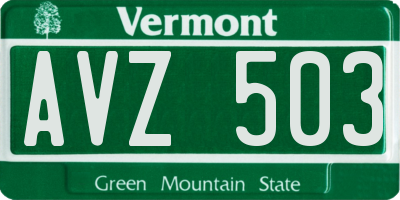 VT license plate AVZ503