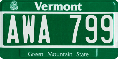 VT license plate AWA799