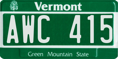 VT license plate AWC415