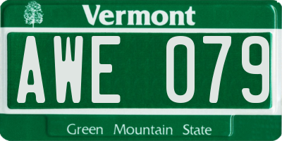 VT license plate AWE079