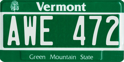 VT license plate AWE472
