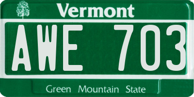 VT license plate AWE703