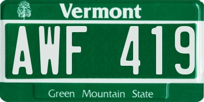 VT license plate AWF419