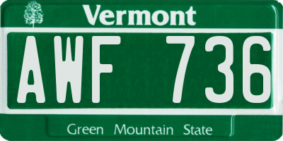 VT license plate AWF736