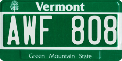 VT license plate AWF808