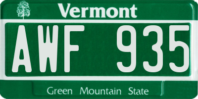 VT license plate AWF935