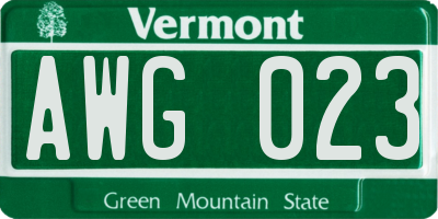 VT license plate AWG023