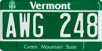 VT license plate AWG248