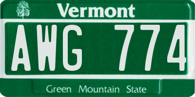 VT license plate AWG774