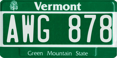 VT license plate AWG878