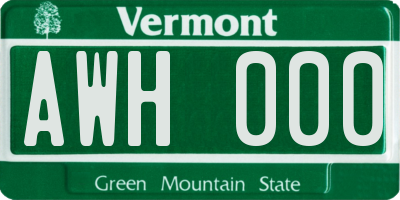 VT license plate AWH000