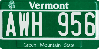 VT license plate AWH956
