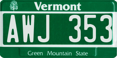 VT license plate AWJ353
