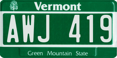 VT license plate AWJ419