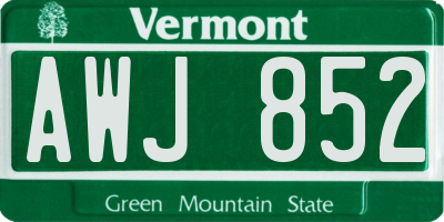 VT license plate AWJ852